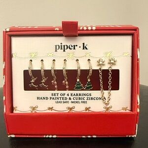 Piper K Christmas Earrings.  Set of 4.  Brand New!